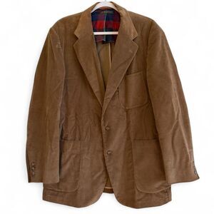 Vintage Brooks Brothers Corduroy Blazer with Plaid Lining Multiple Pockets Sz L